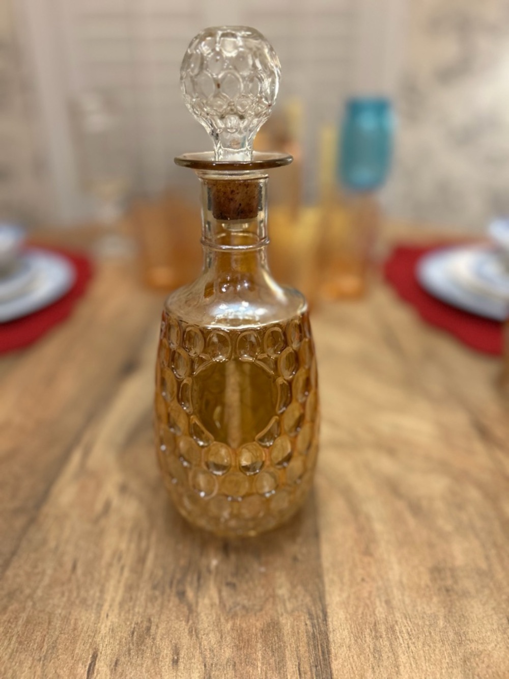 Vintage Old Forester Marigold Carnival Glass Bourbon Decanter with Stopper